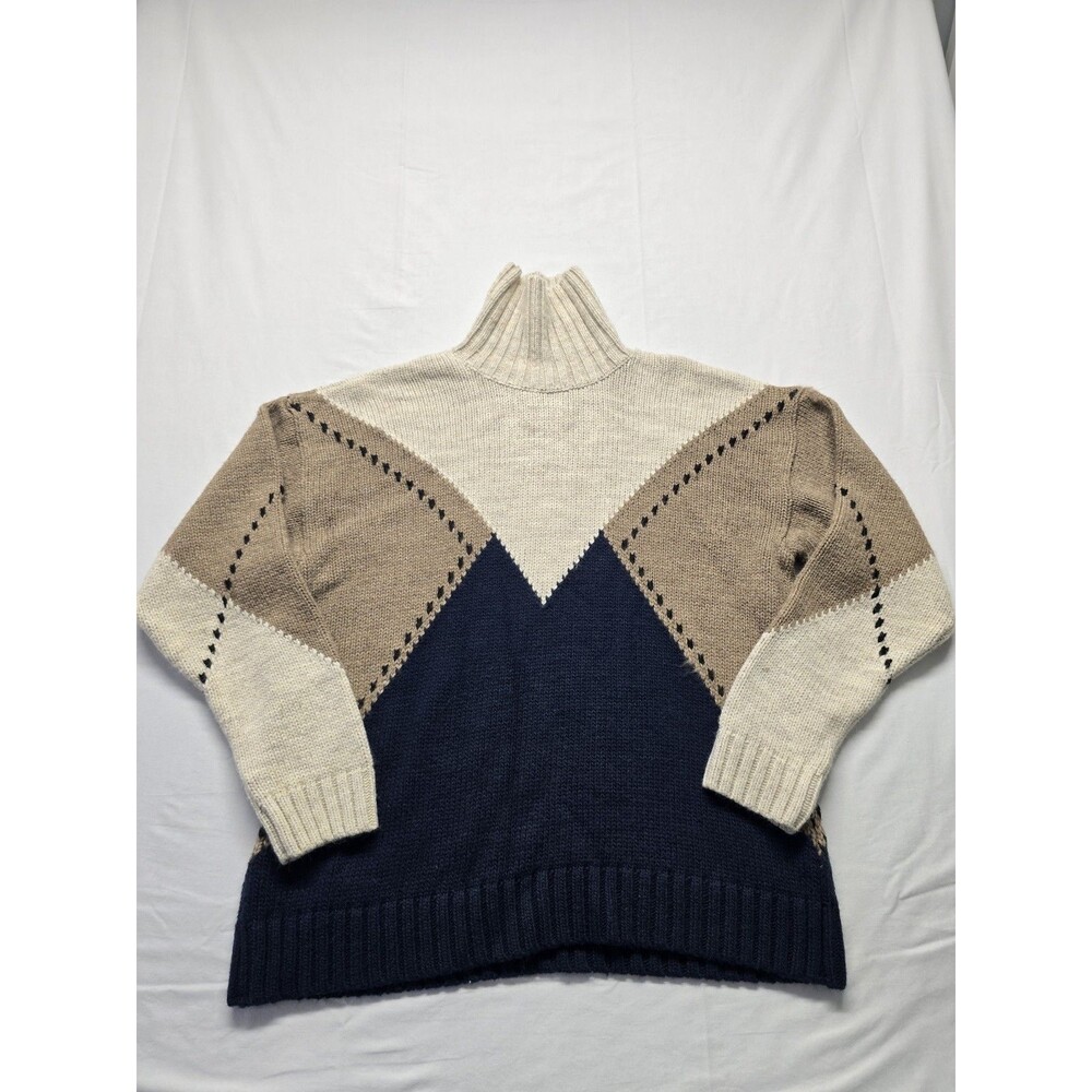 Zara womens Chunky Blend Sweater Size XL Boxy Cropped Colorblock artsy
